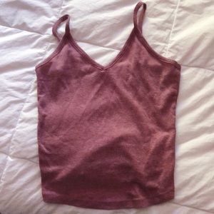 cropped ribbed pale red tank